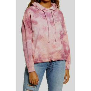 BP High-Low Tie Dye Fleece Hoodie In Pink- Purple Tie Dye Size XSmall